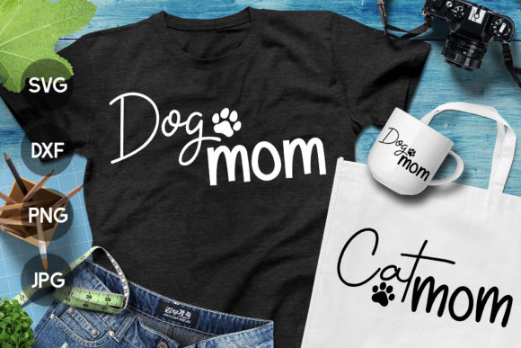 Dog Mom Cat Mom SVG PNG Sublimation for Crafts and Graphics